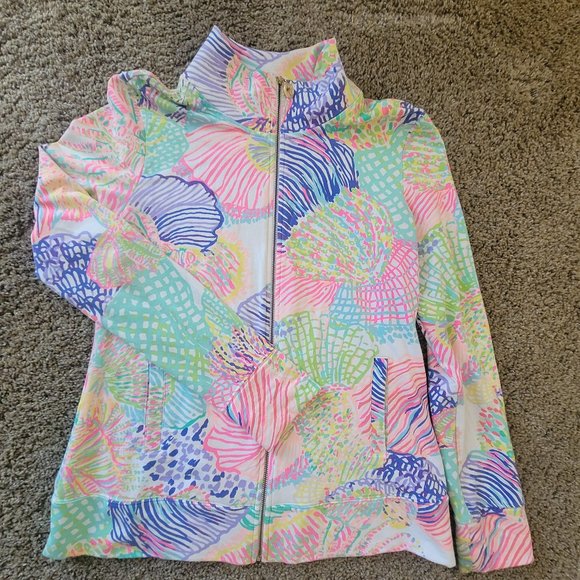 Lilly Pulitzer Reagan Zip Up Sweatshirt - Multi Roar of the Seas - Size S - Picture 2 of 7